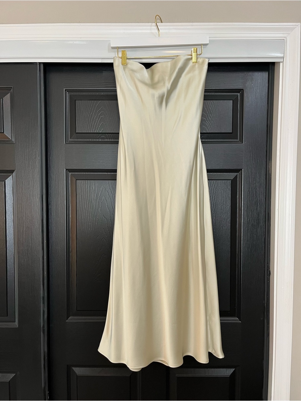 Zara Strapless Satin Slip Dress in Cream